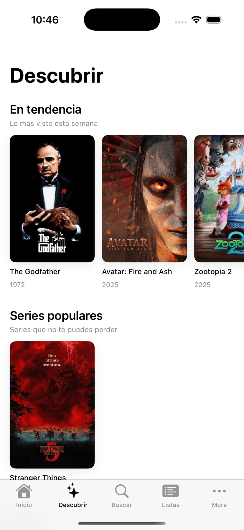 Pantalla de descubrimiento