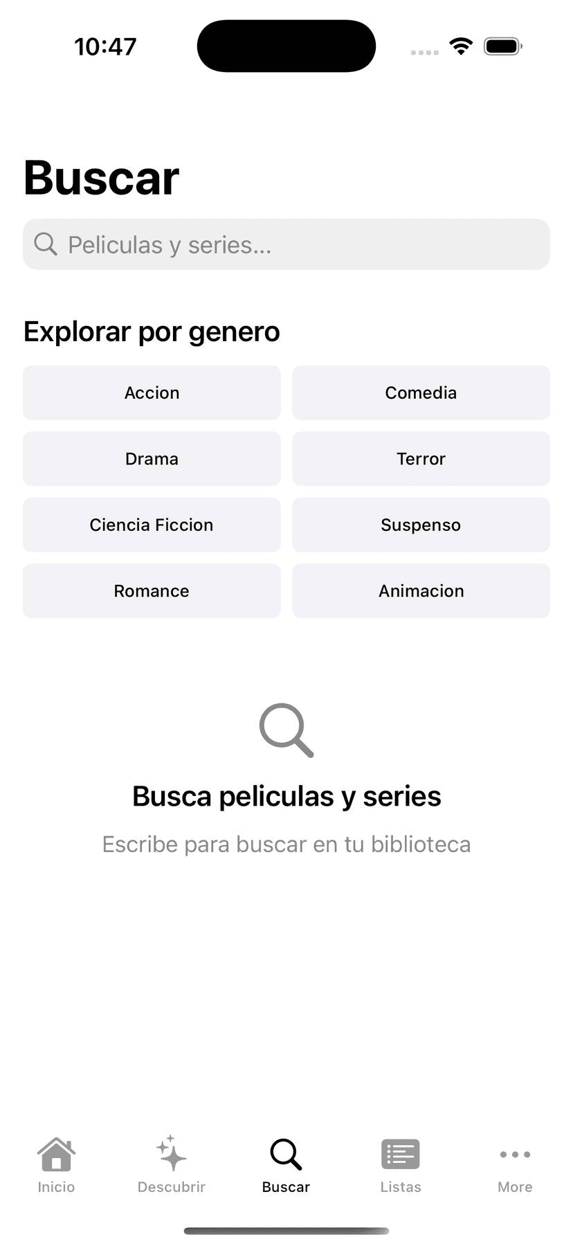 Pantalla de busqueda