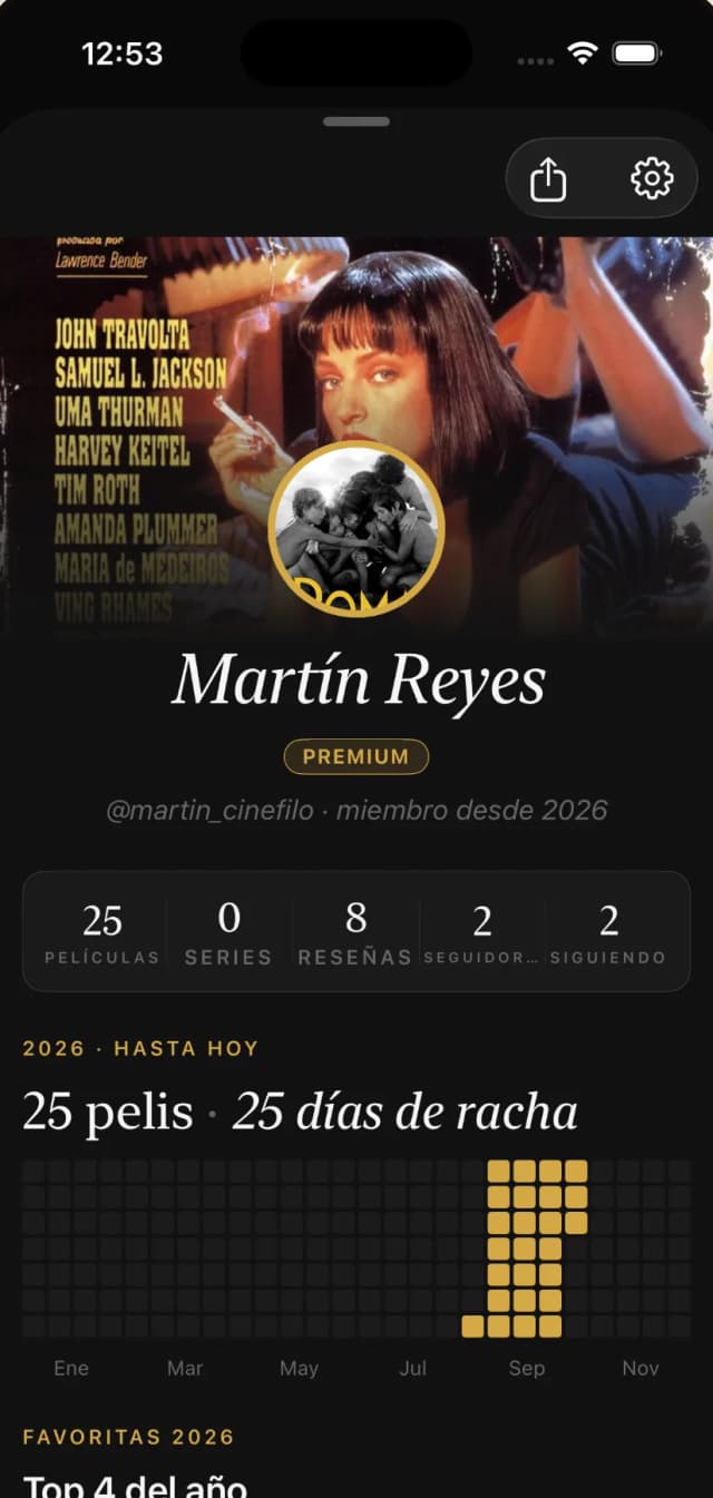 Perfil con tu racha y tus películas del año